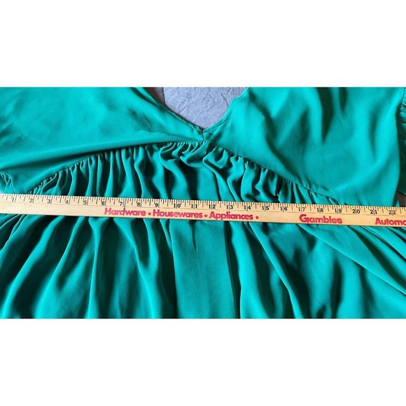 Umgee Women’s Top Medium Baby Doll Open Cross Cross Back‎ Balloon Sleeve Green - Picture 11 of 13